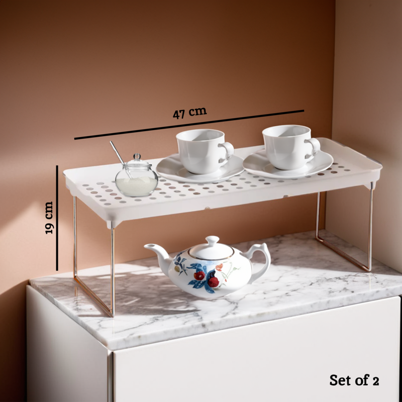 Orsina Foldable Cabinet Racks – Set of 2 Non-Slip Kitchen Shelves