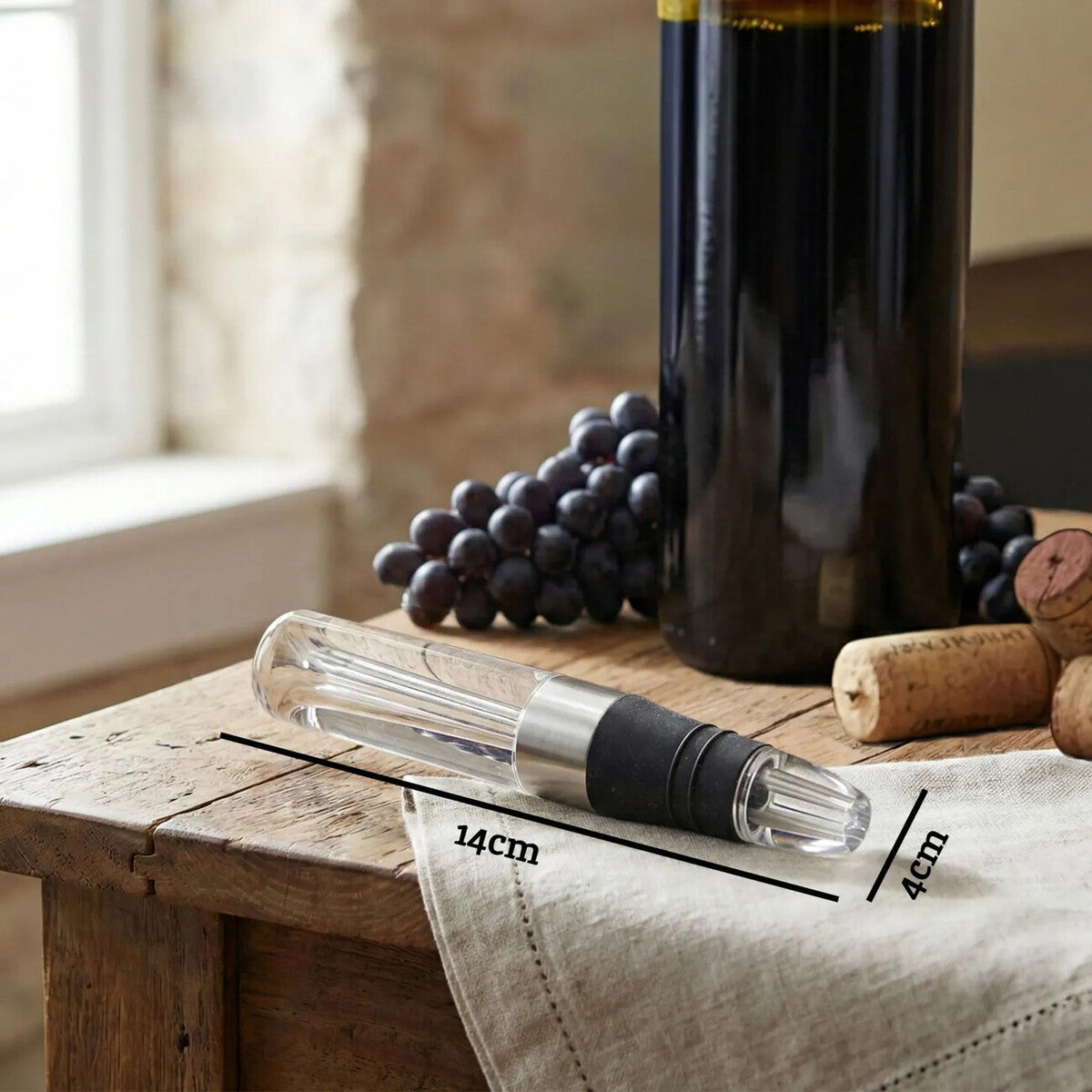 Orsina Wine Aerator Pourer – Black and Silver Drip-Free Bar Accessory