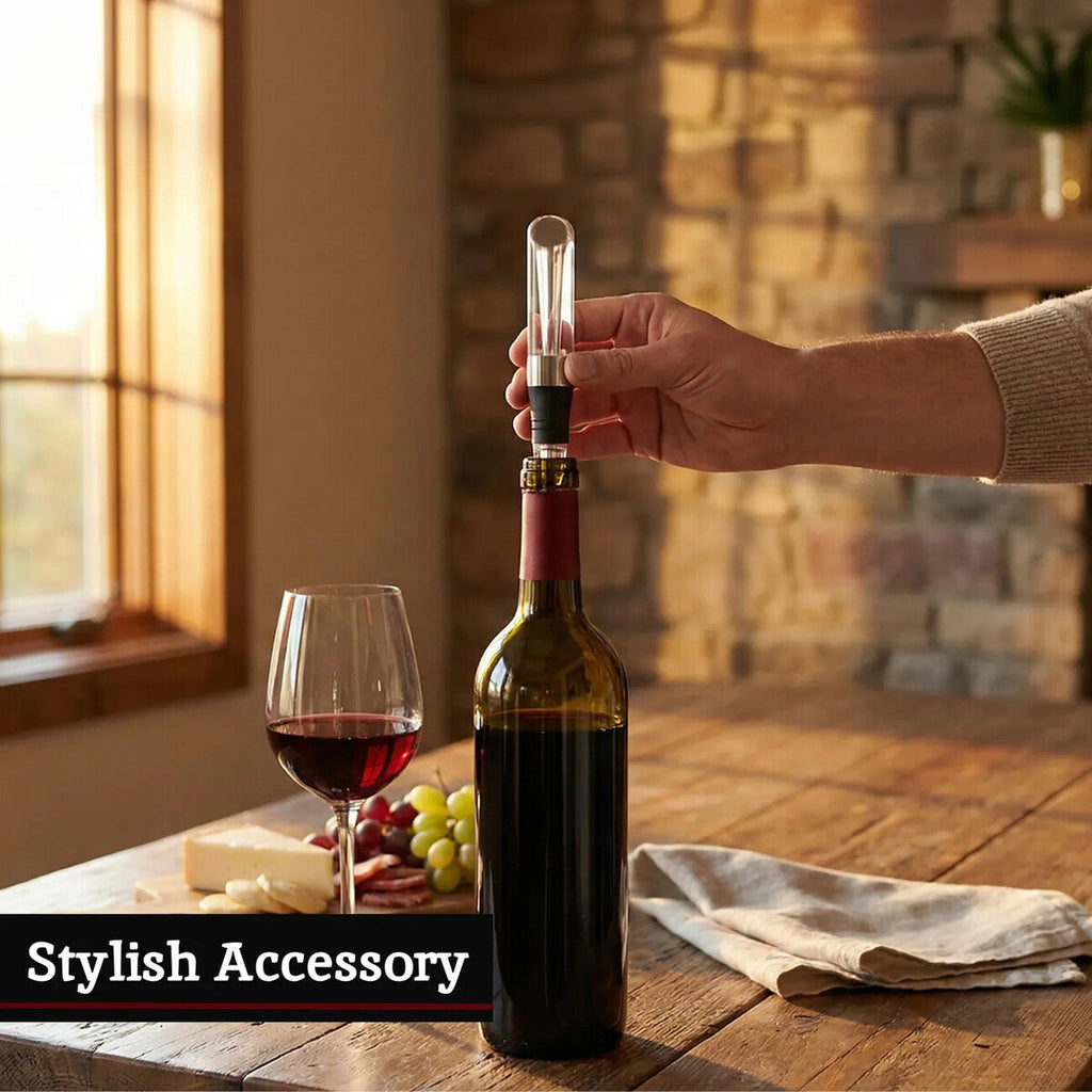 Orsina Wine Aerator Pourer – Black and Silver Drip-Free Bar Accessory