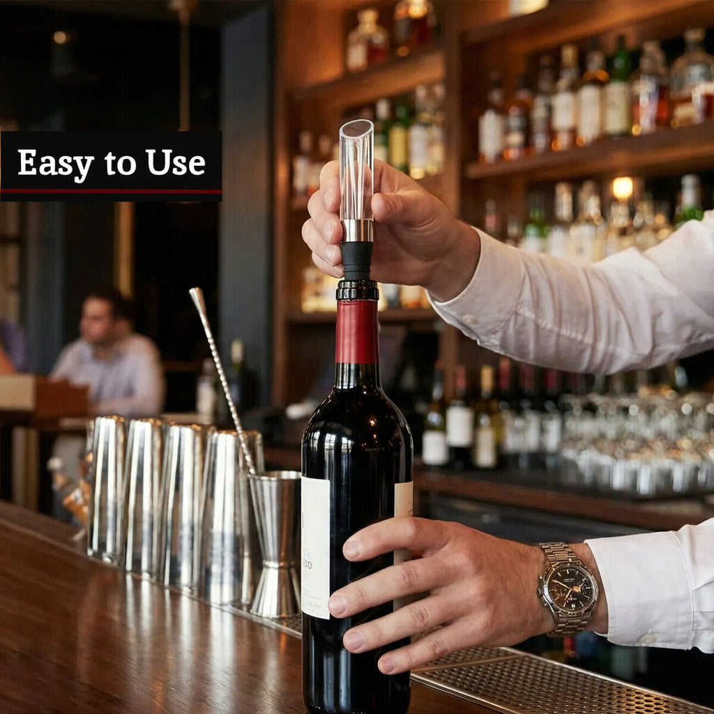 Orsina Wine Aerator Pourer – Black and Silver Drip-Free Bar Accessory