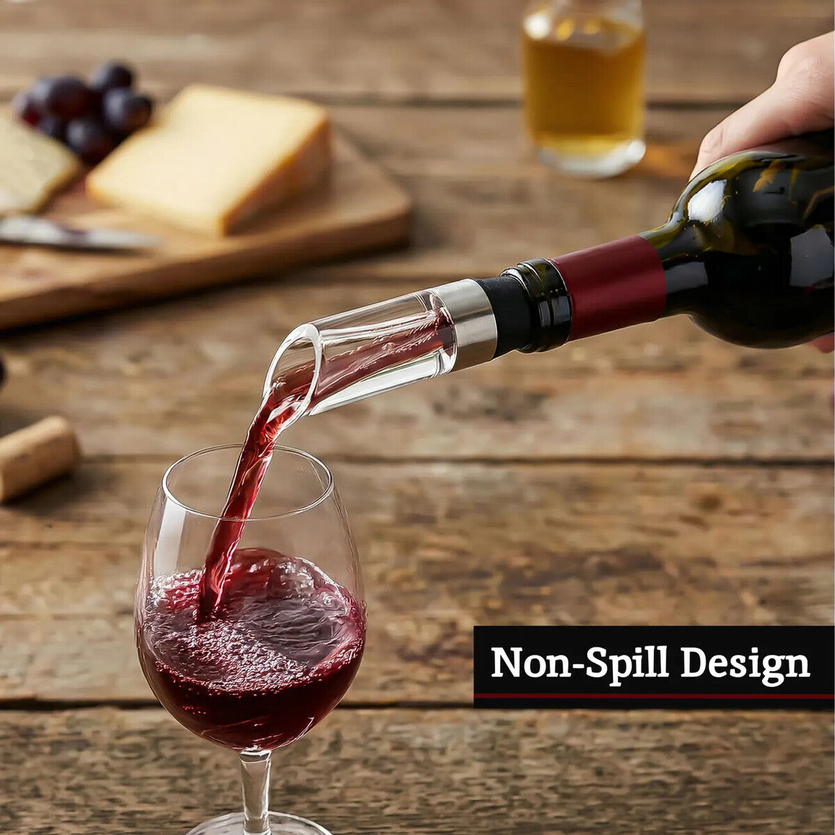 Orsina Wine Aerator Pourer – Black and Silver Drip-Free Bar Accessory