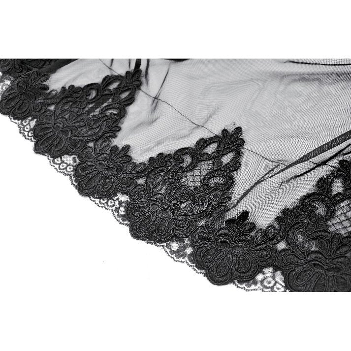 Dark in Love Bellatrix Gothic Embroidered Mesh Petticoat Skirt – Black