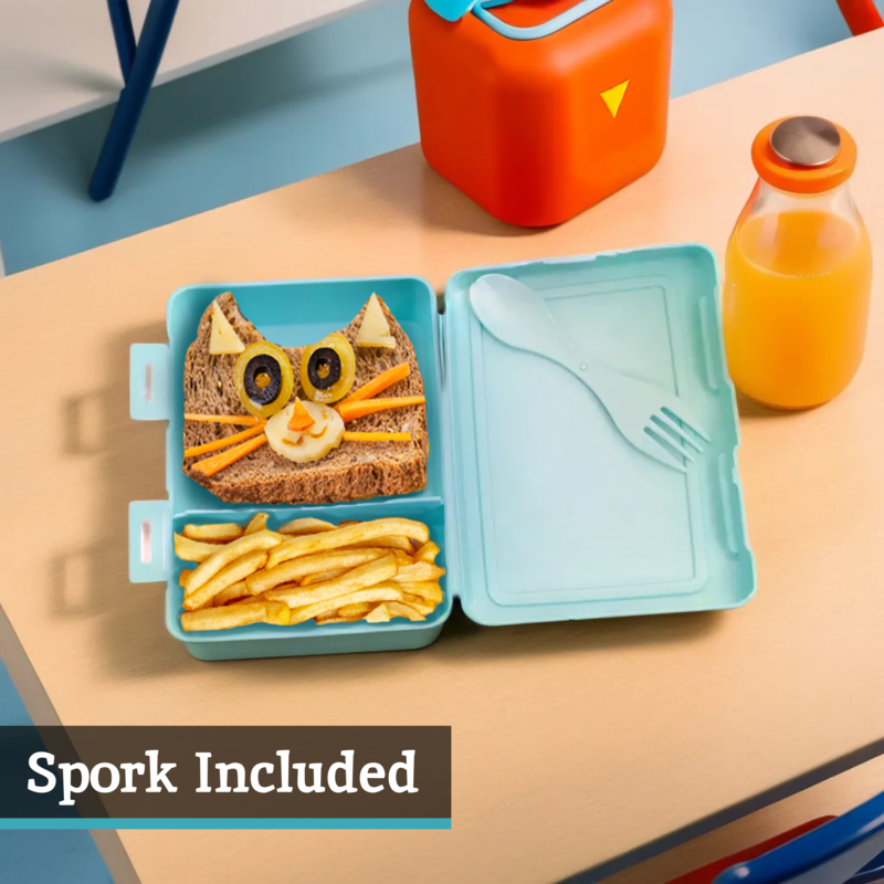 Orsina Mint Green 2-Section Lunch Box with Integrated Spork