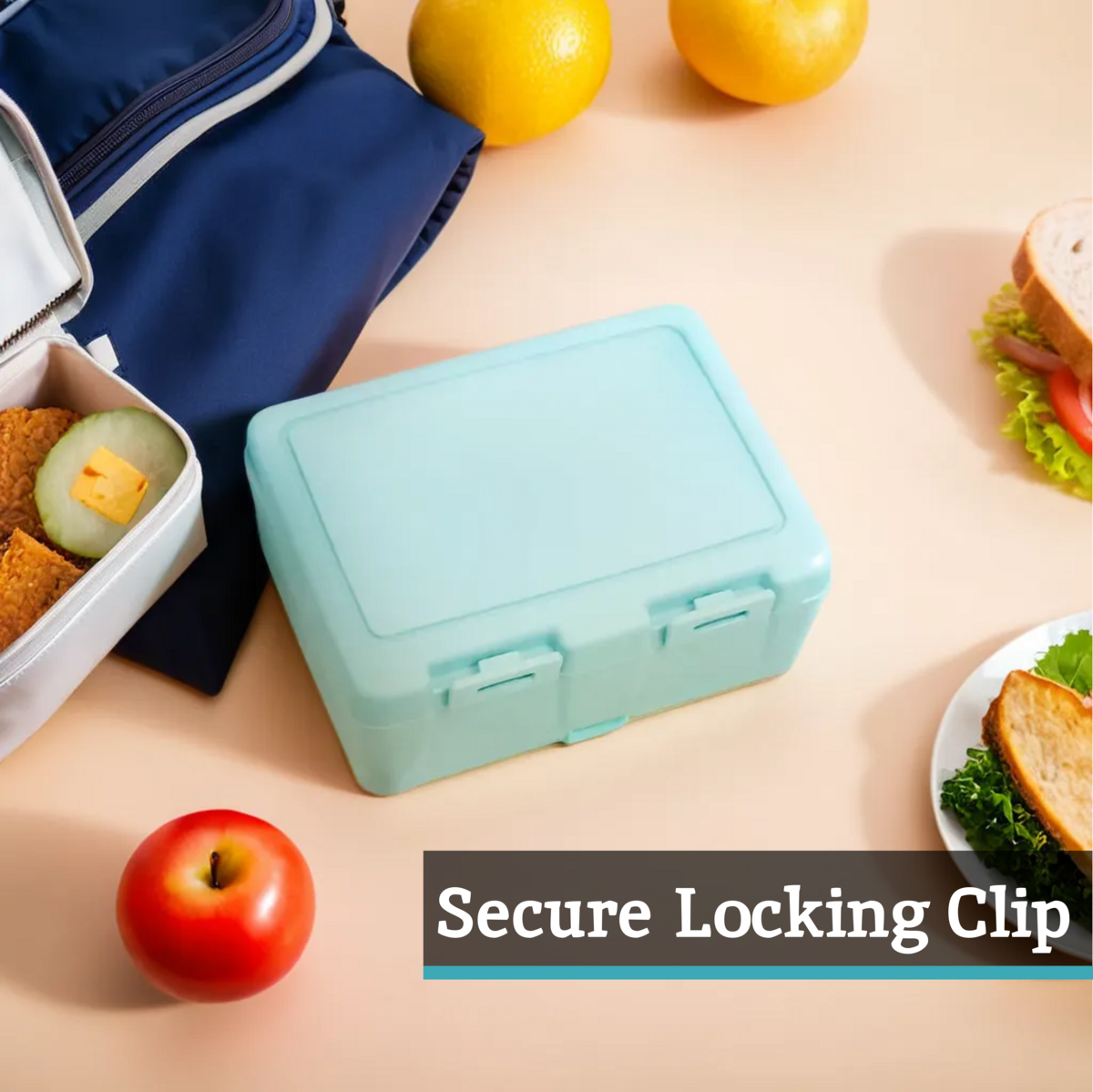 Orsina Mint Green 2-Section Lunch Box with Integrated Spork