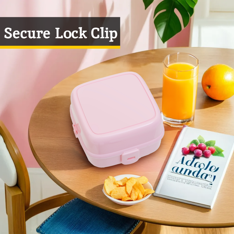Orsina 4-Section Lunch Box with Spork – Pink Bento Food Container