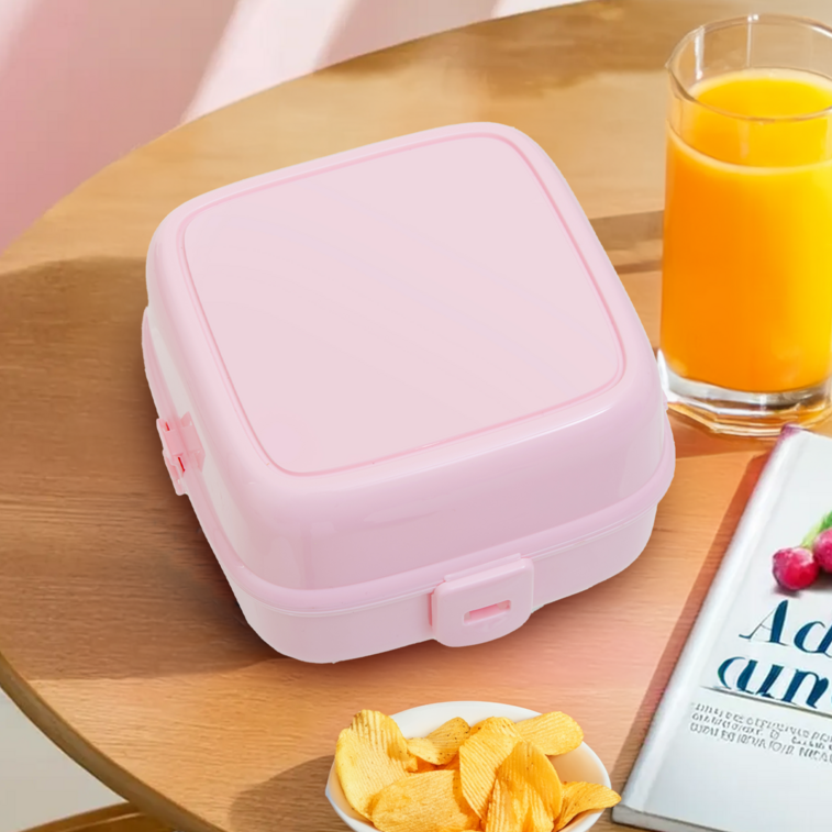 Orsina 4-Section Lunch Box with Spork – Pink Bento Food Container