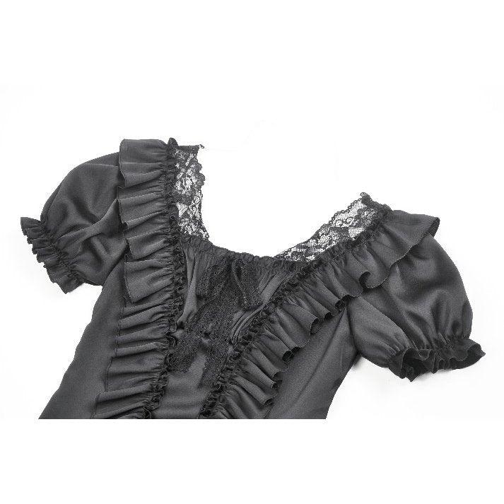 Dark in Love Seraphina Black Ruched Puff Sleeve Corset Top