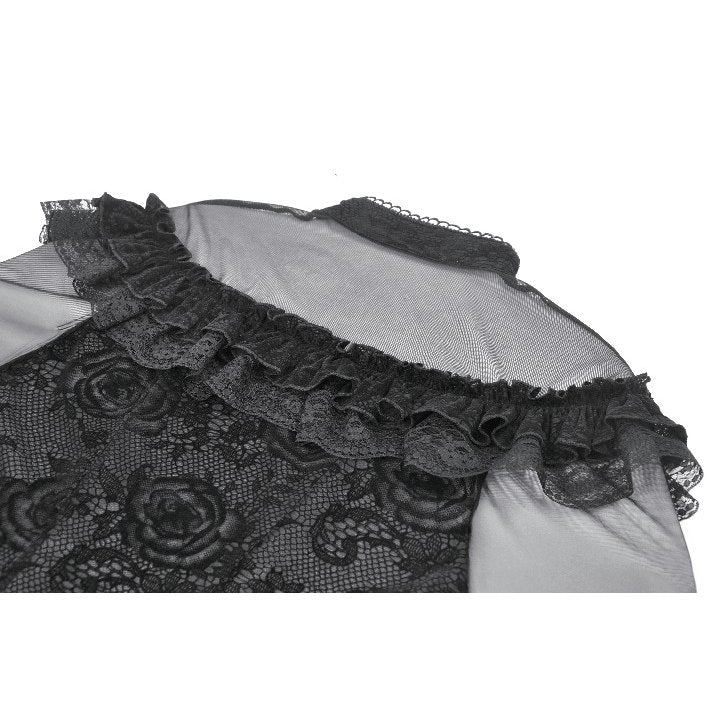 Dark in Love Seraphina Gothic Blouse – Victorian Ruffle Sheer Top