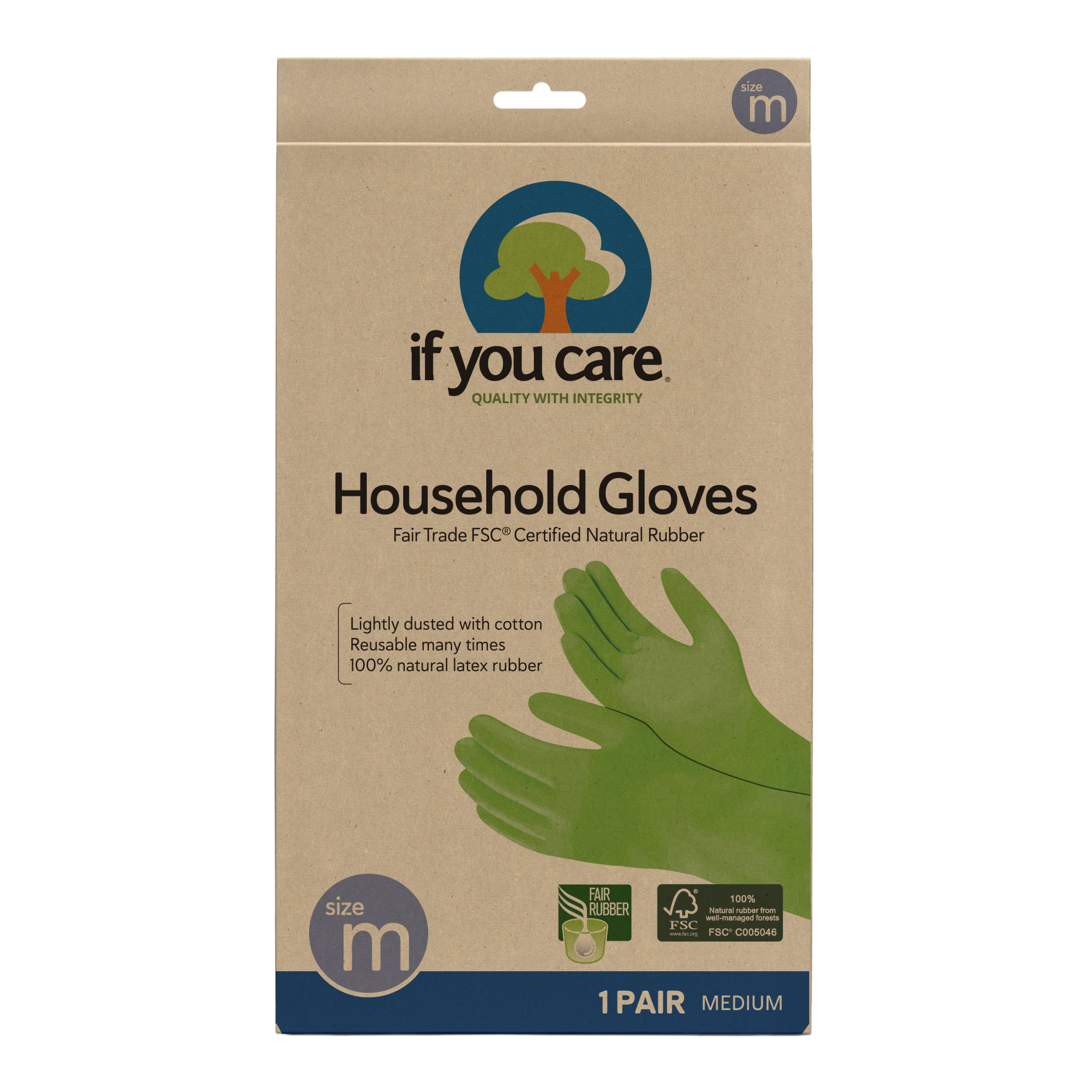 If You Care Household Gloves – Medium Reusable FSC Latex & Cotton Lining
