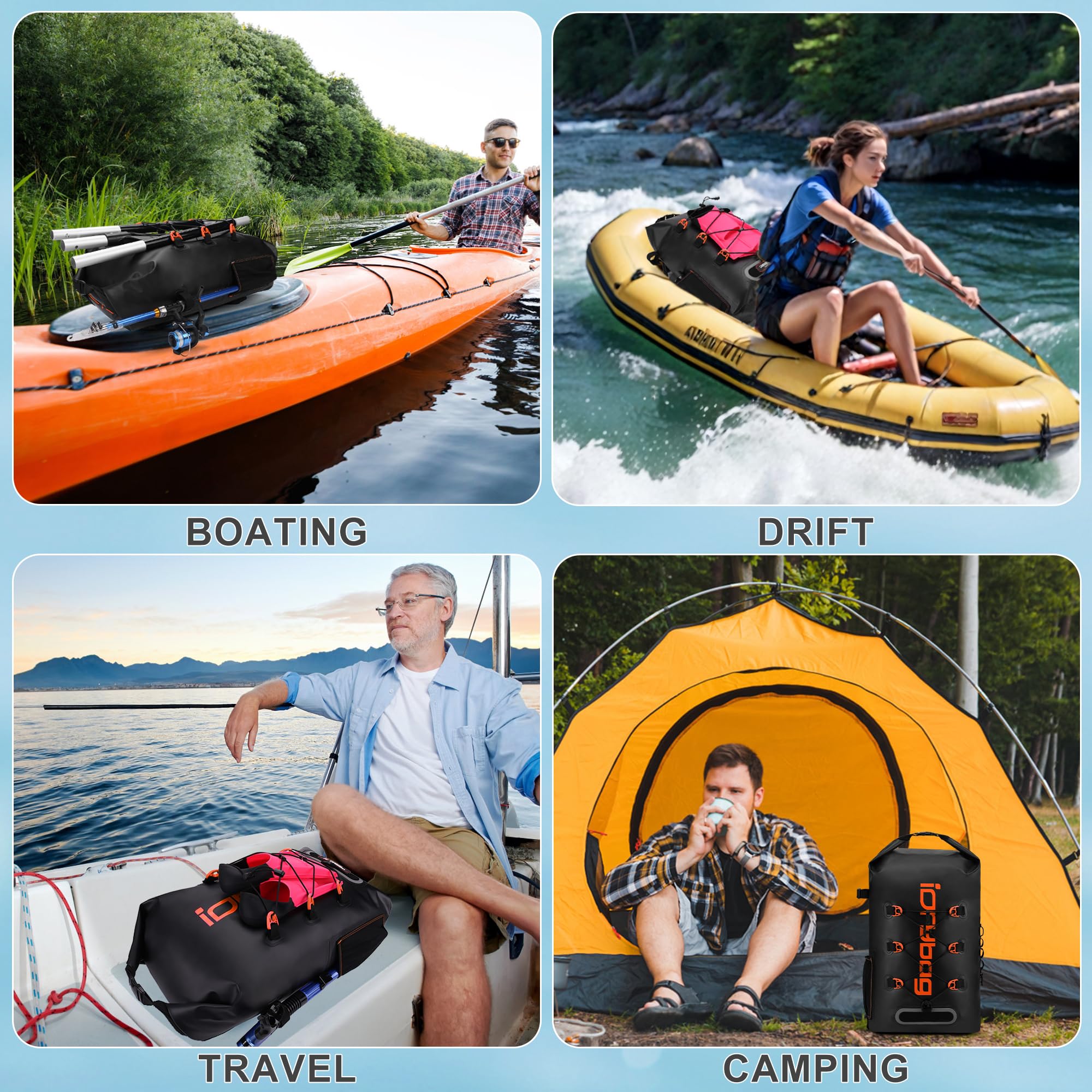 IDRYBAG Waterproof Backpack – 30L IP68 Dry Bag for Kayaking and Boating