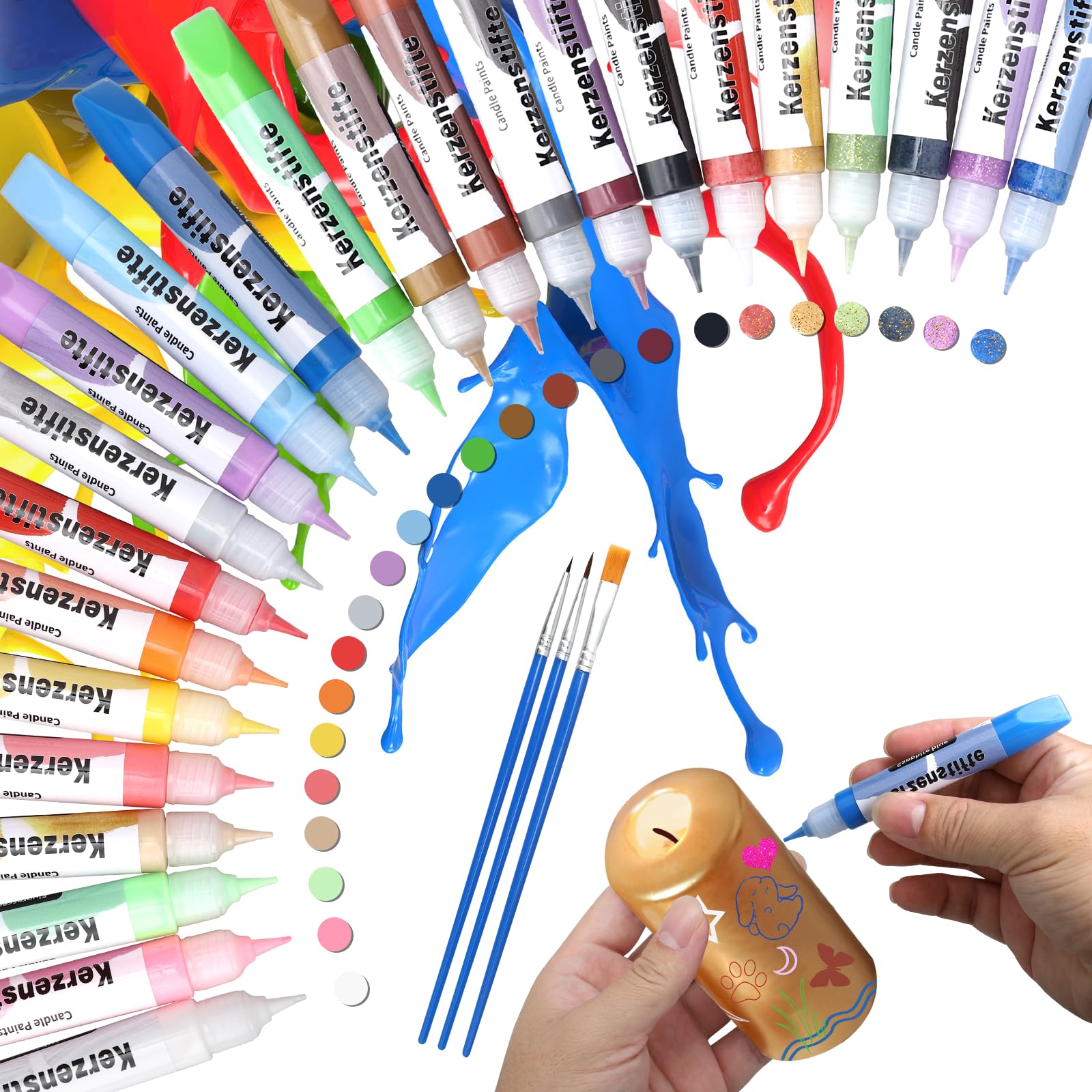 Hcunbsu Candle Painting Kit – 24 Color Wax Pens for DIY Decoration