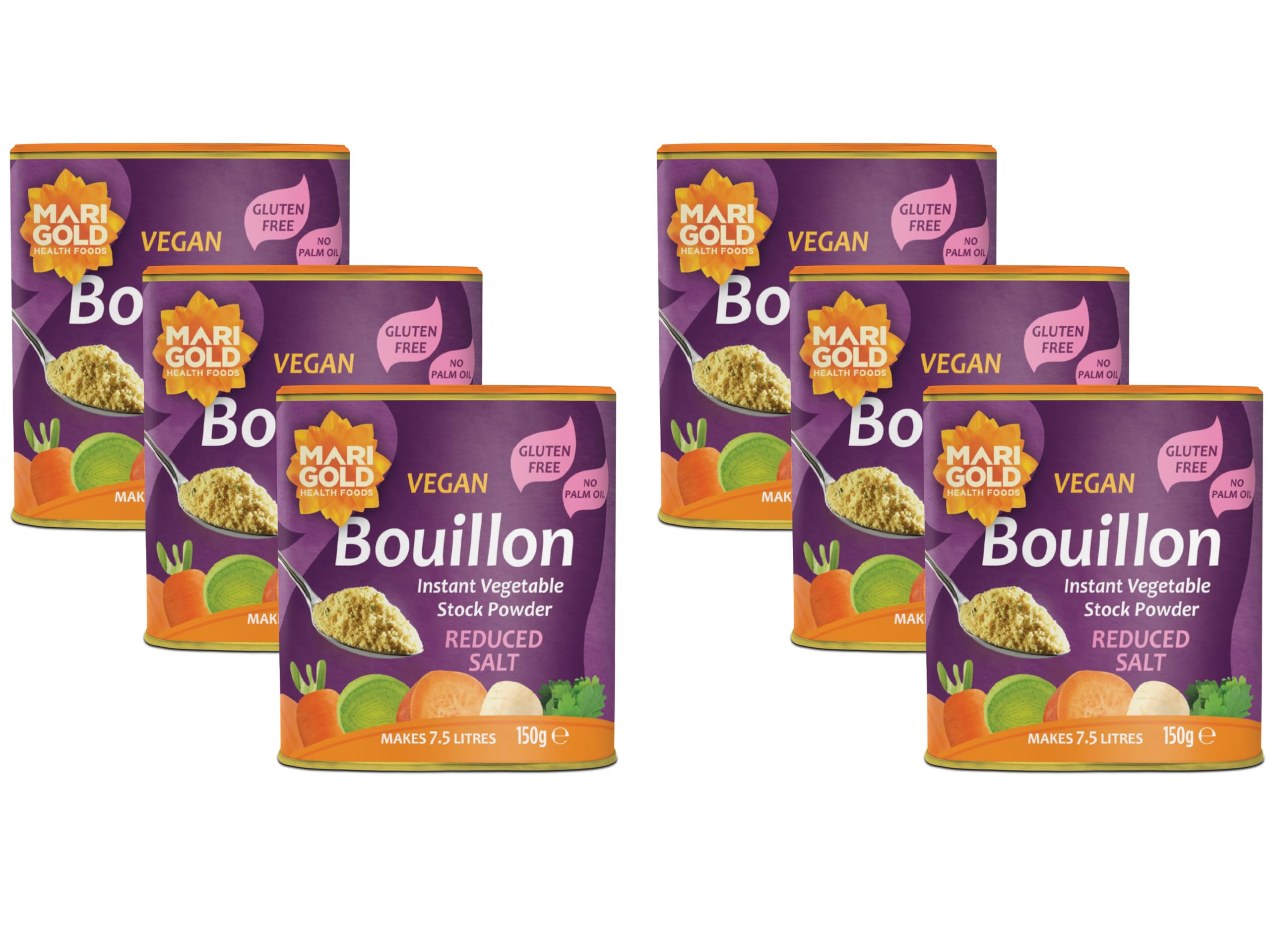 Marigold Reduced Salt Vegetable Bouillon Powder - 150g (Pack of 6)