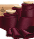 Vitalizart Burgundy Silky Satin Ribbon – 1.5" x 15 Yard Handmade Fringe