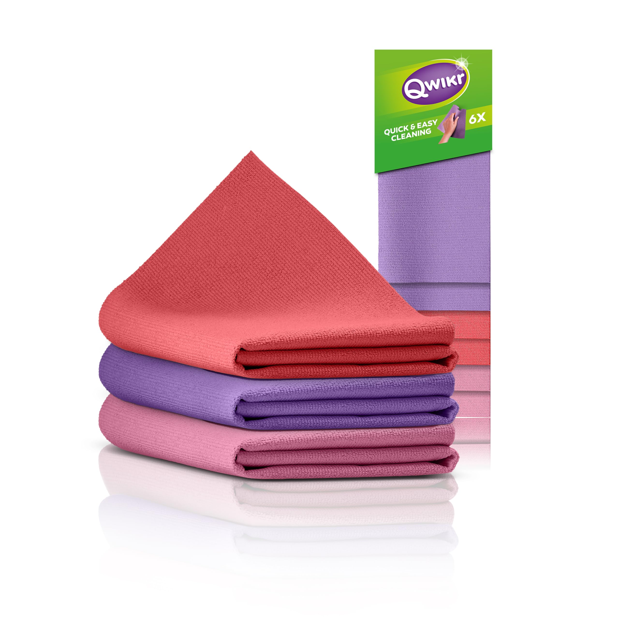 Qwikr Microfibre Cleaning Cloths – 6 Pack Multi-Color – 30 x 30 cm