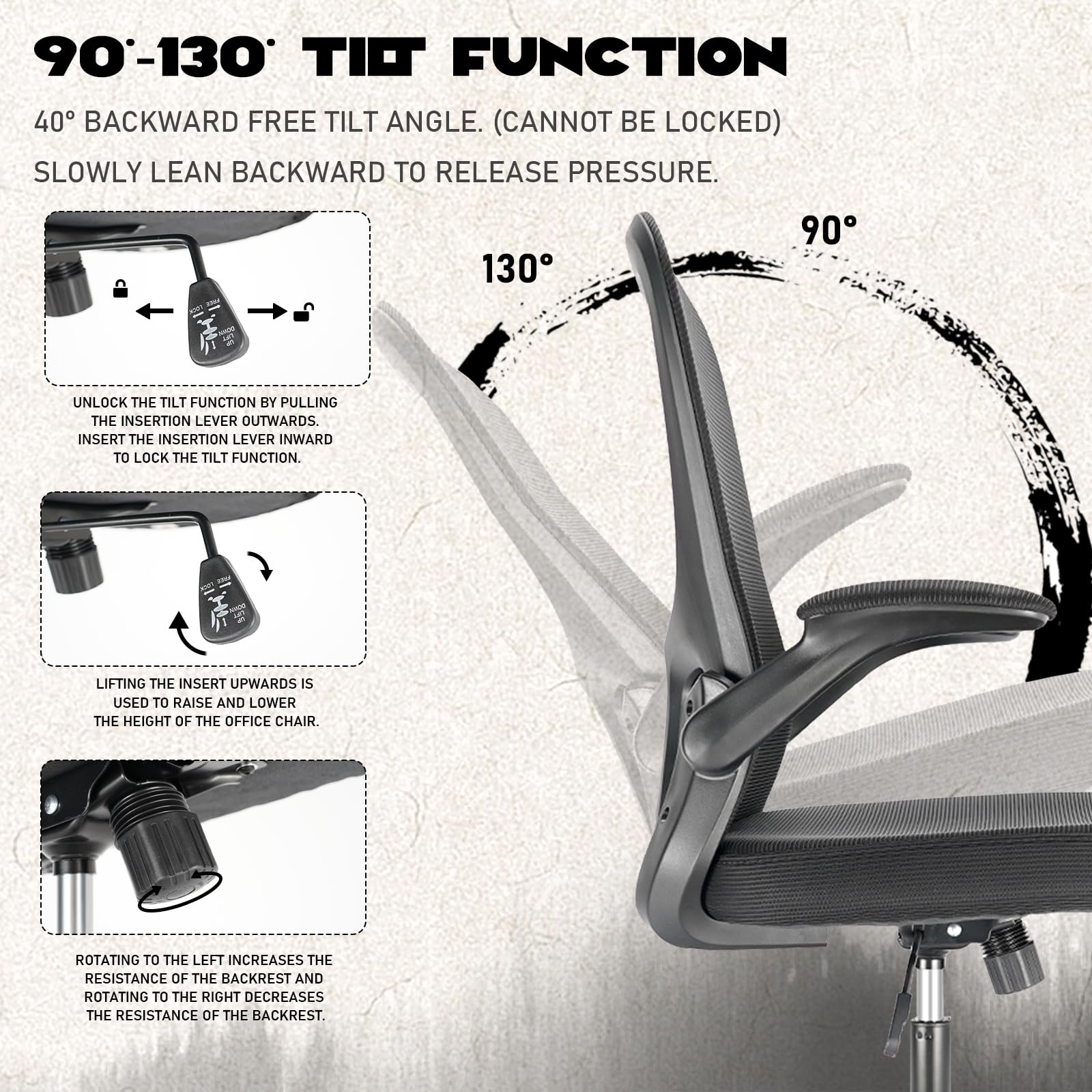 Durrafy Ergonomic Office Chair | Mesh Desk Chair with Flip-up Armrests