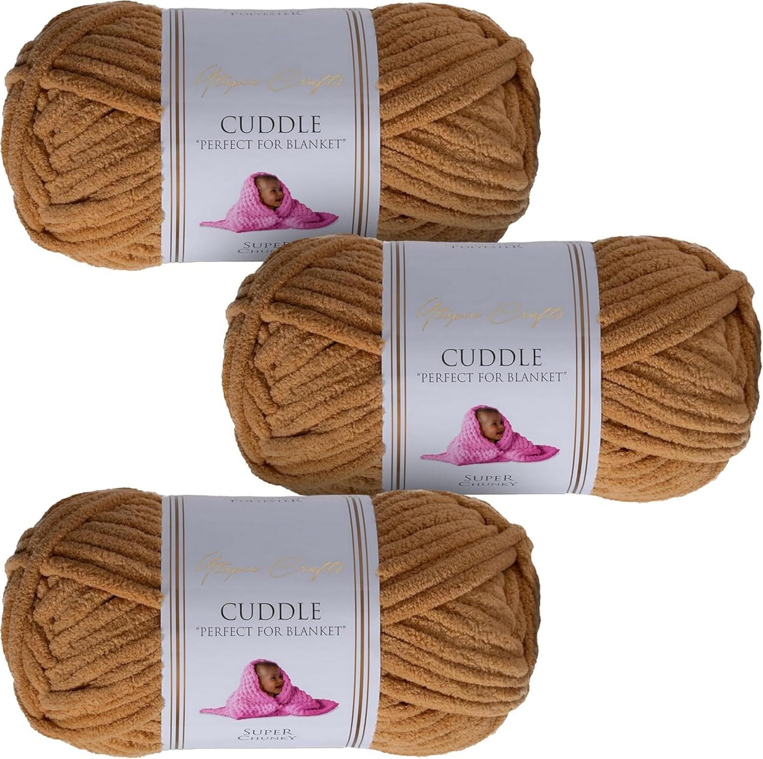 Utopia Crafts Cuddle Super Chunky Chenille Yarn - Beige 100g (3 Pack)