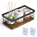 Alytree Metal Wire Storage Basket with Wood Base – Wall Mount Organizer