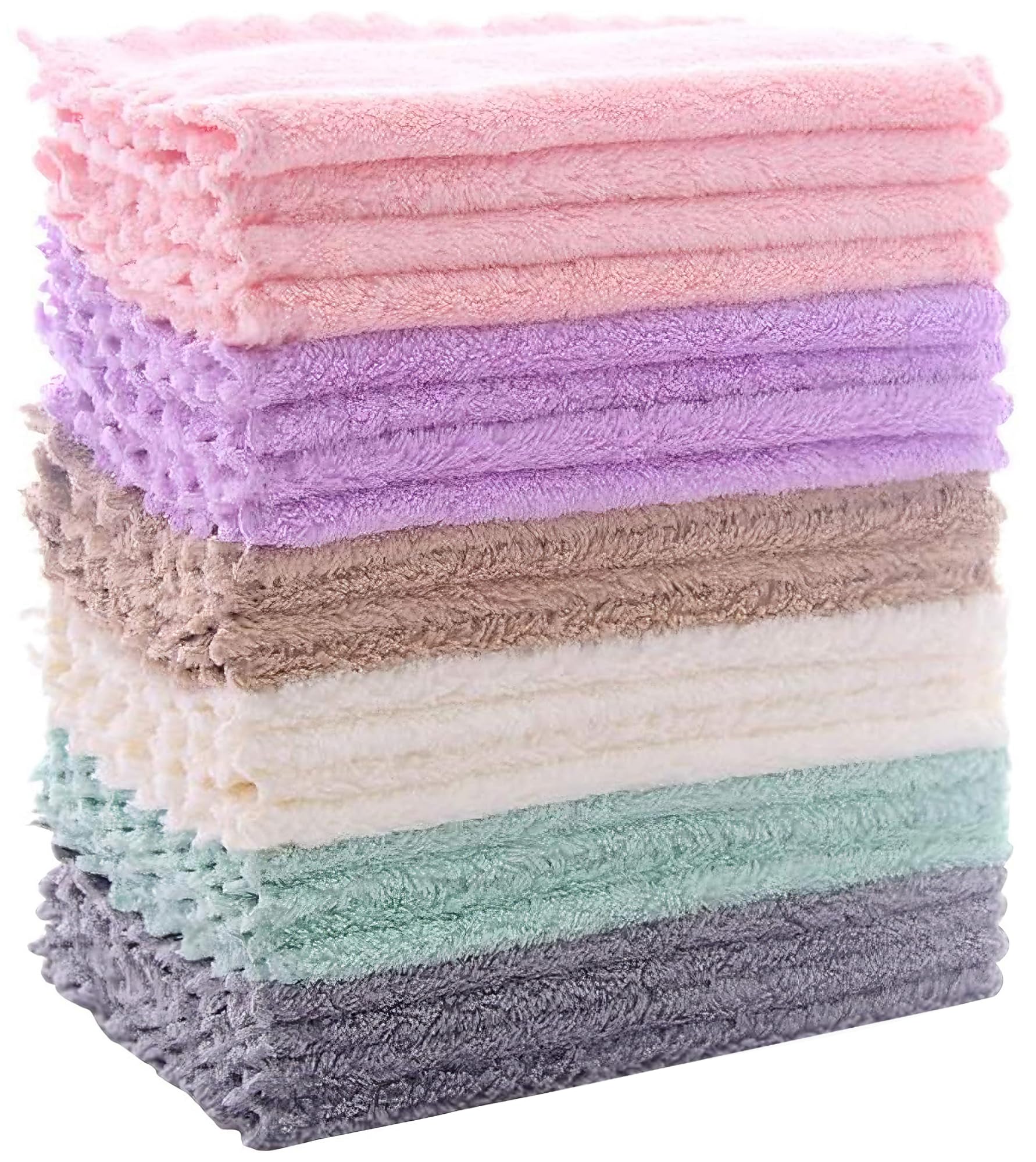 24 Pack Kitchen Dishcloths – Absorbent Coral Fleece Towels