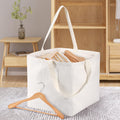 Square Hanger Storage Bag with Handles, Large Capacity Foldable Canvas Clothes Hanger Organizer Box for Wardrobe Storage Space Saving White Square - image 1