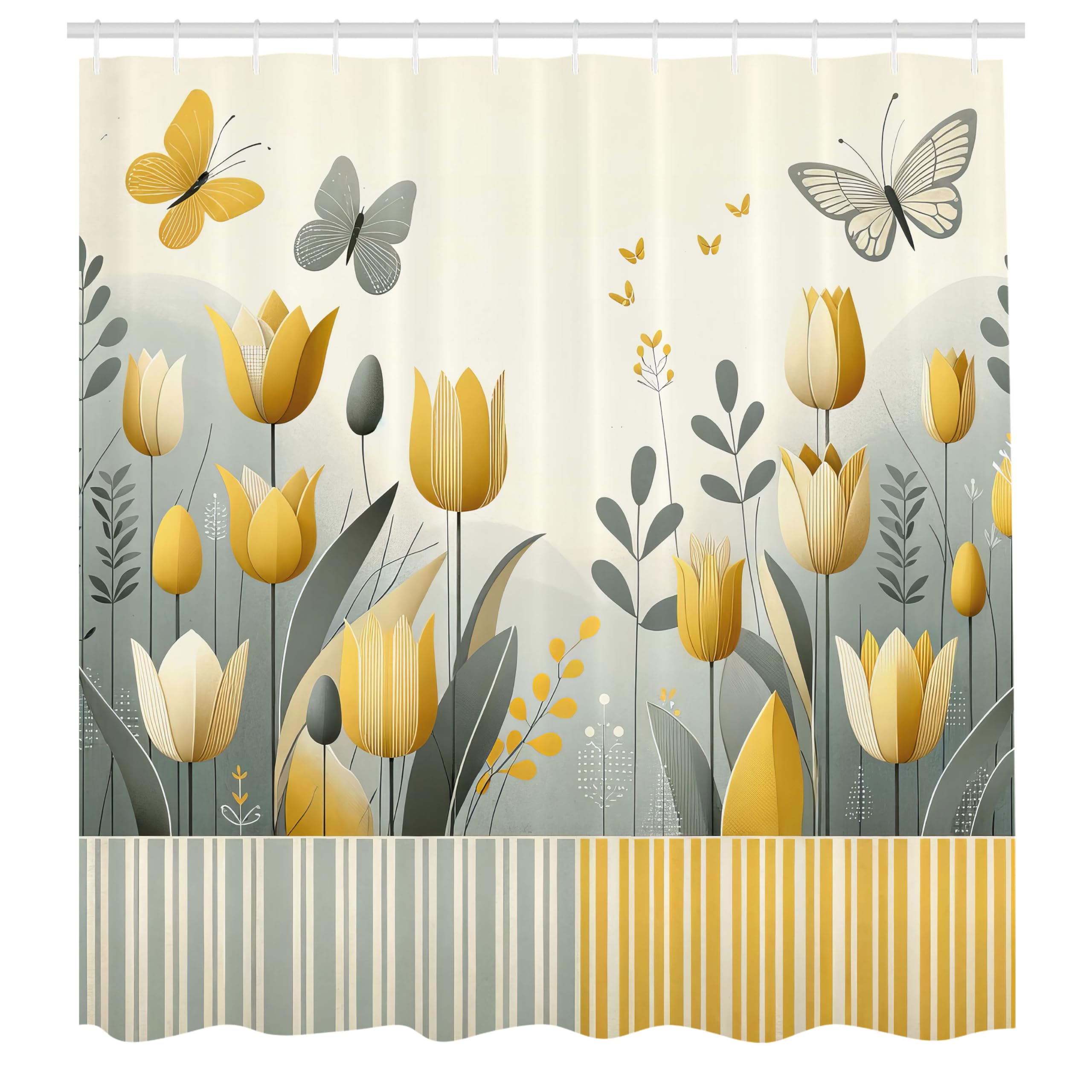Abakuhaus Modern Scandi Garden Shower Curtain | Waterproof Fabric – 175x200cm