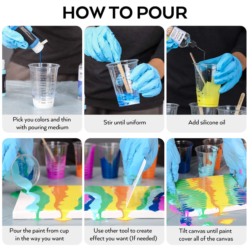 Nicpro Acrylic Pouring Kit – 19 Colors Fluid Art Starter Set with Tools