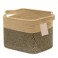 JOJOSEE Small Cotton Rope Woven Storage Basket for Shelves, Black&Brown