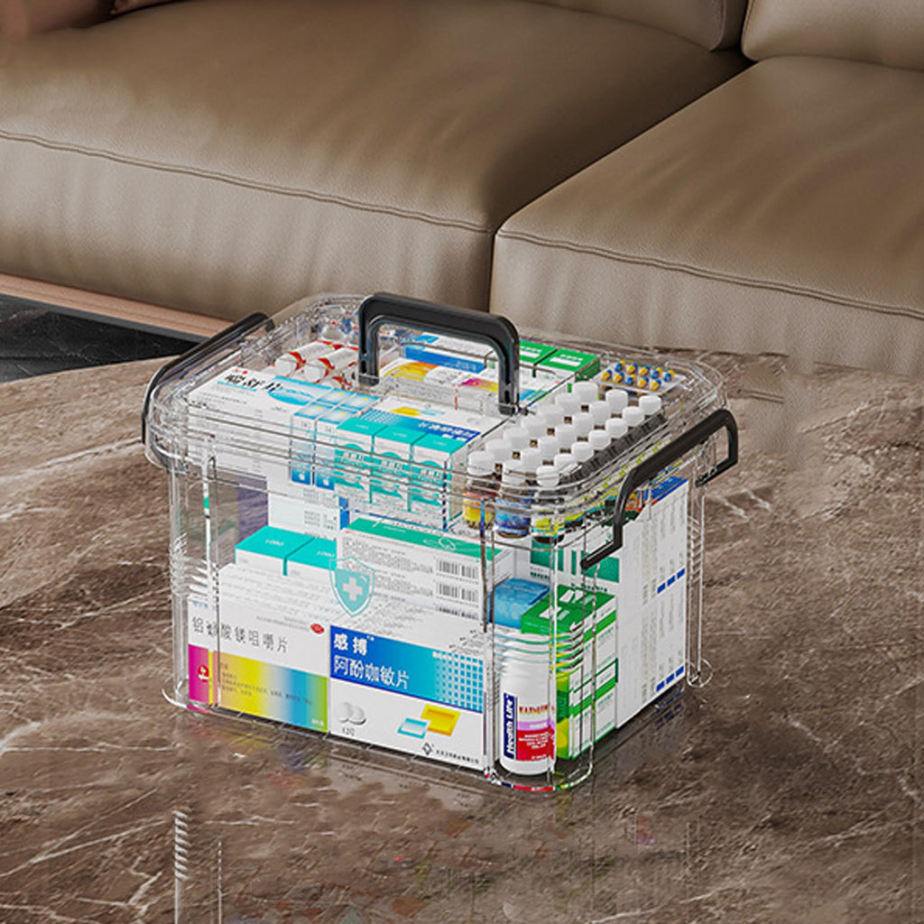 Medicine Storage Box, Medicine Container Box, First Aid Box Household Medicine Container For Medicine Storage, 2-Layer Multi Grid Medicine Box - image 1