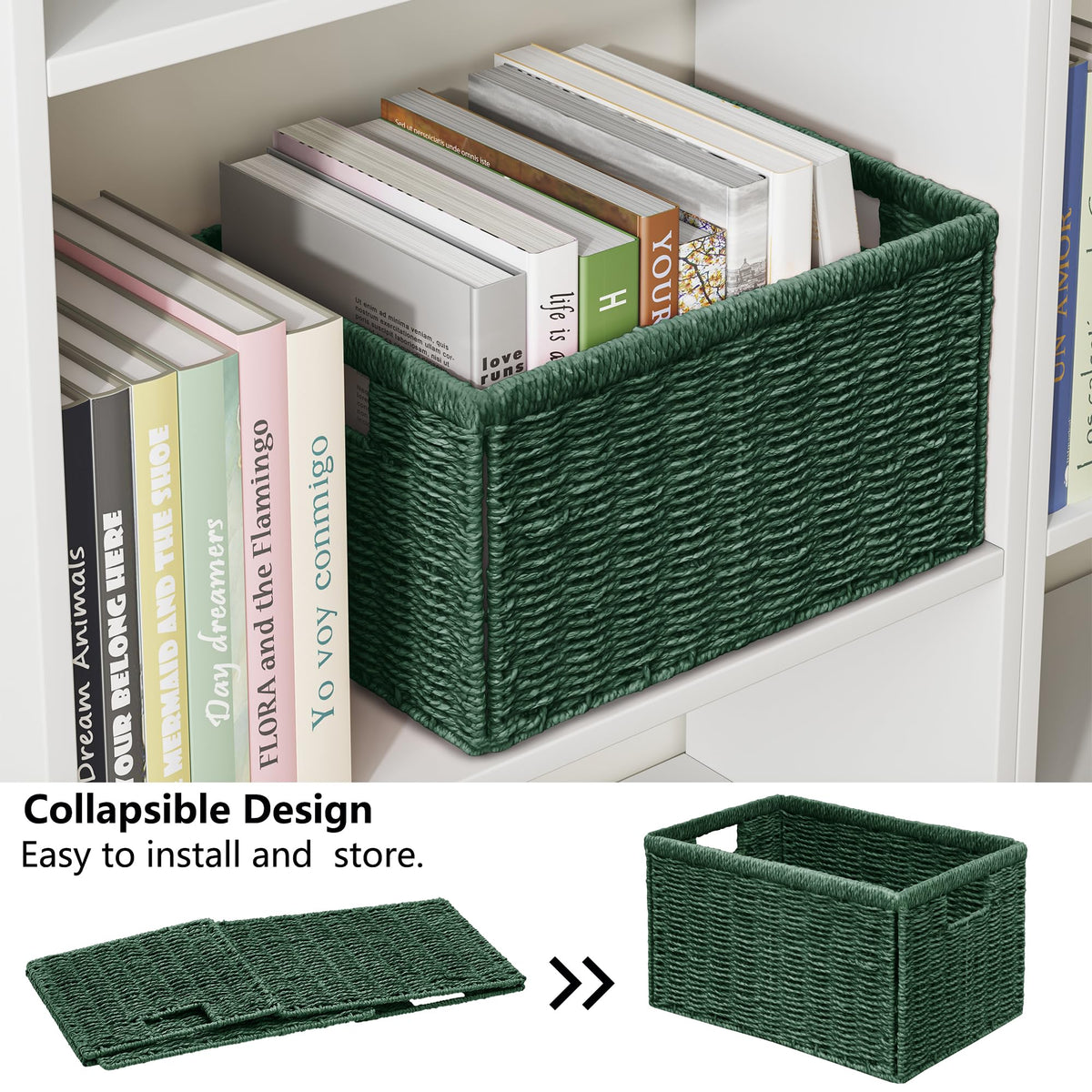 Vagusicc Wicker Storage Basket, Foldable Storage Cubes Organizer Bins, Handwoven Storage Baskets for Shelves Closet Office Bathroom - image 2