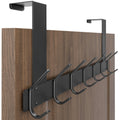 HONSKY Foldable Over the Door Hook | 7 Double Iron Hooks Towel Rack, Black