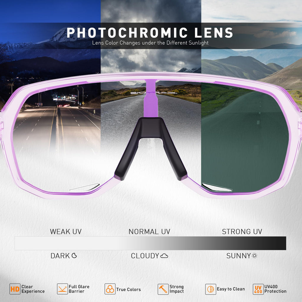 KAPVOE Photochromic Cycling Glasses | UV400 MTB Sports Sunglasses