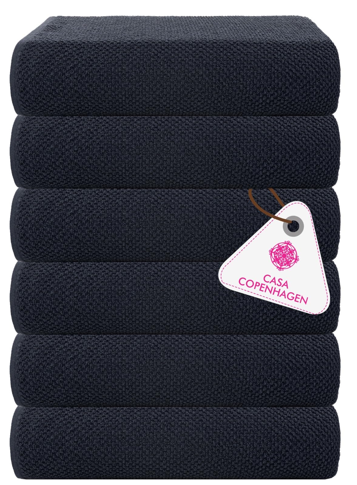 CASA COPENHAGEN 6-Piece Cotton Bath Towel Set | Navy Blue, 550 GSM