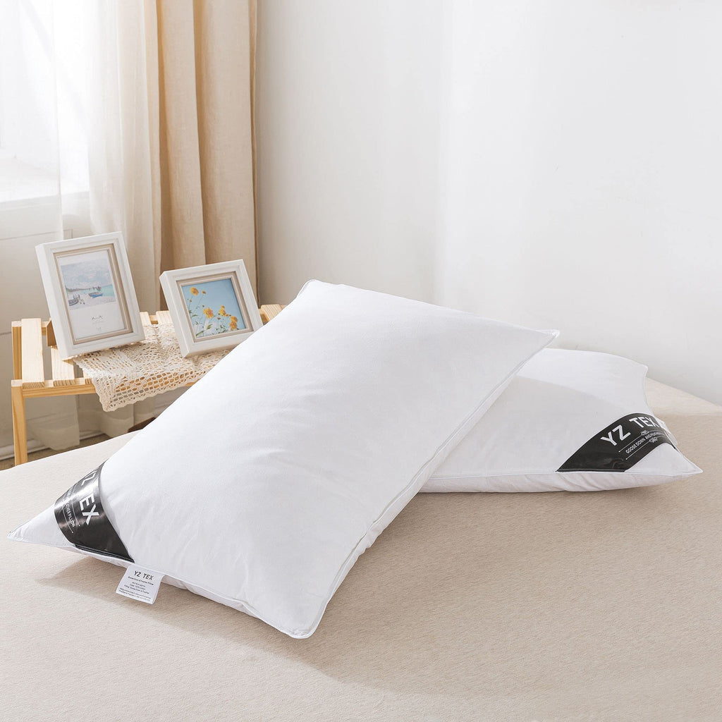 YZTEX Goose Feather and Down Pillows | 100% Cotton Shell | 2 Pack