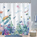 Bonhause Ocean Seaworld Shower Curtain | Nautical Turtle & Octopus