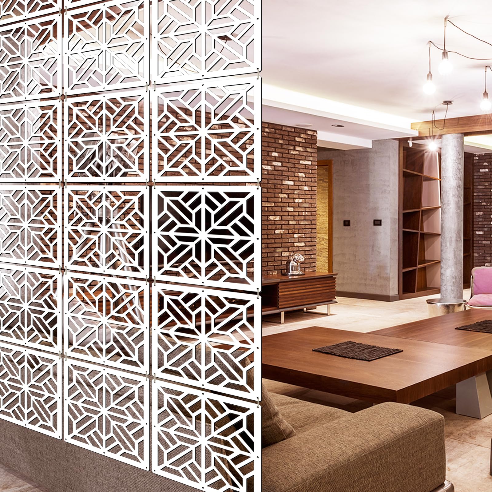 Lchen Hanging Room Divider | 10-Piece Wood-Plastic Partition Screen