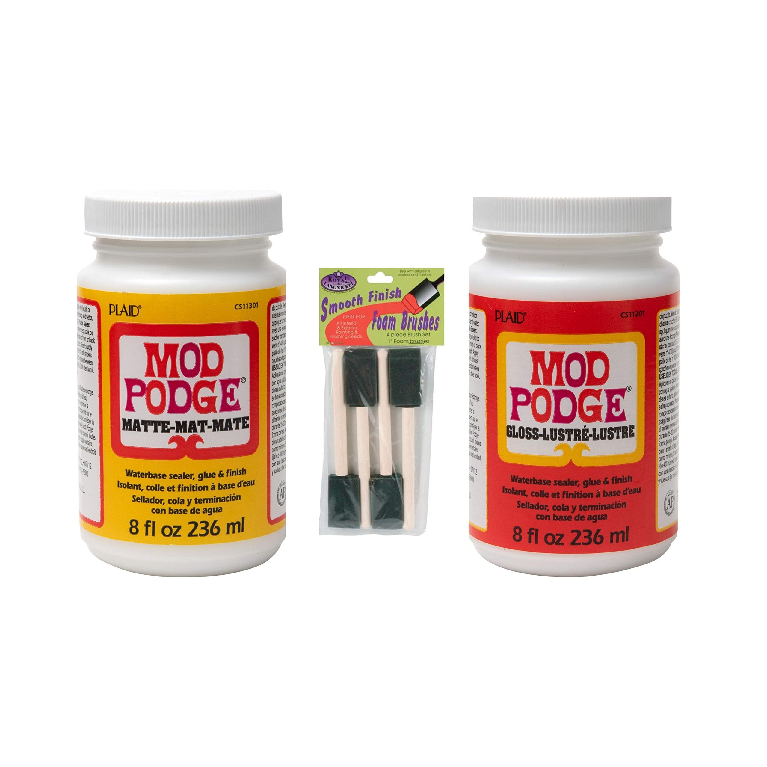 Mod Podge Decoupage Kit - Matte & Gloss 8oz Sealer with 4 Foam Brushes