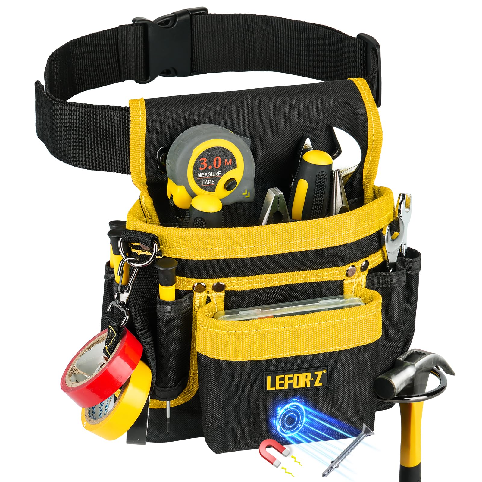 Magnetic Tool Belt | 14-Pocket Adjustable Construction Pouch