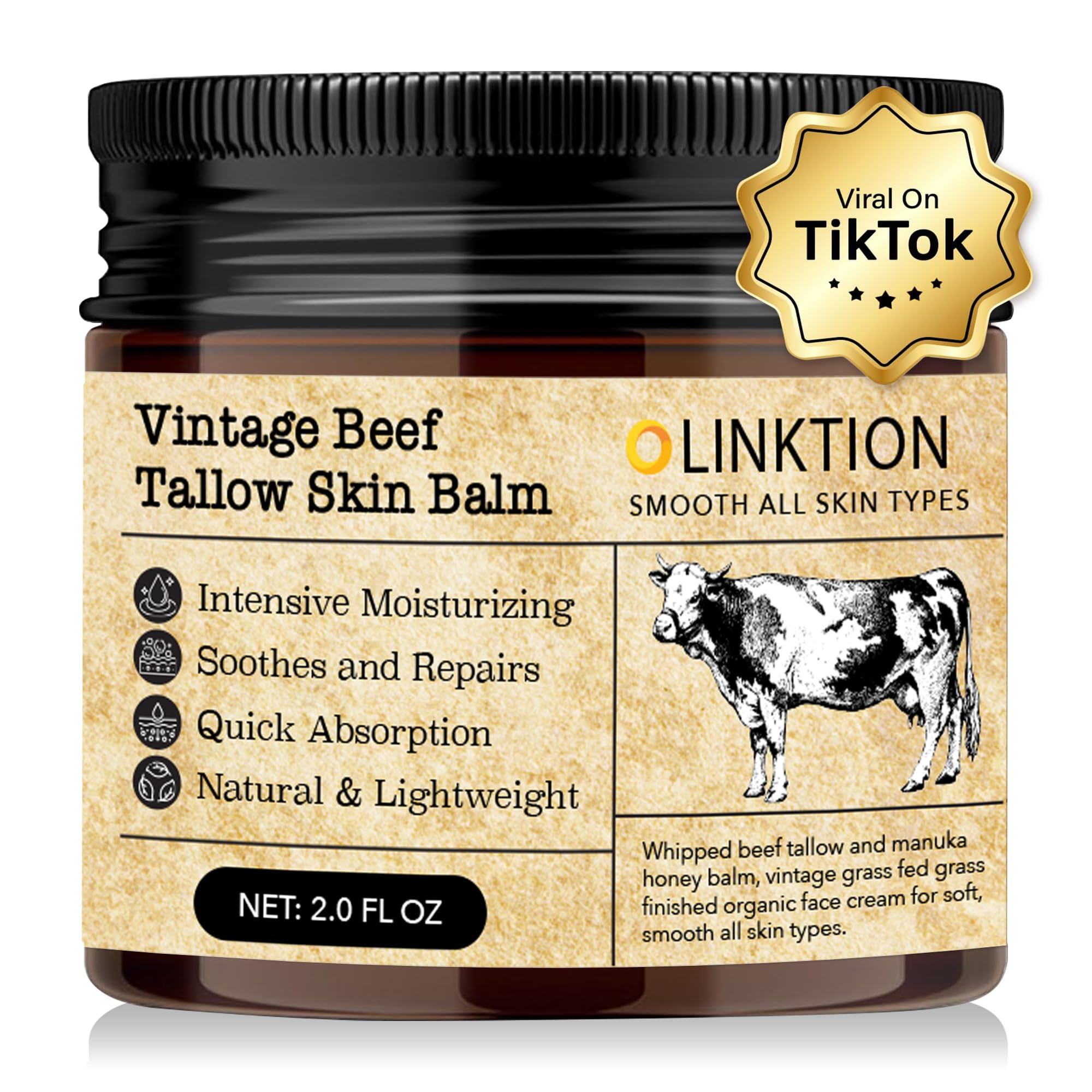 Grass-Fed Beef Tallow & Manuka Honey Balm for Sensitive Skin