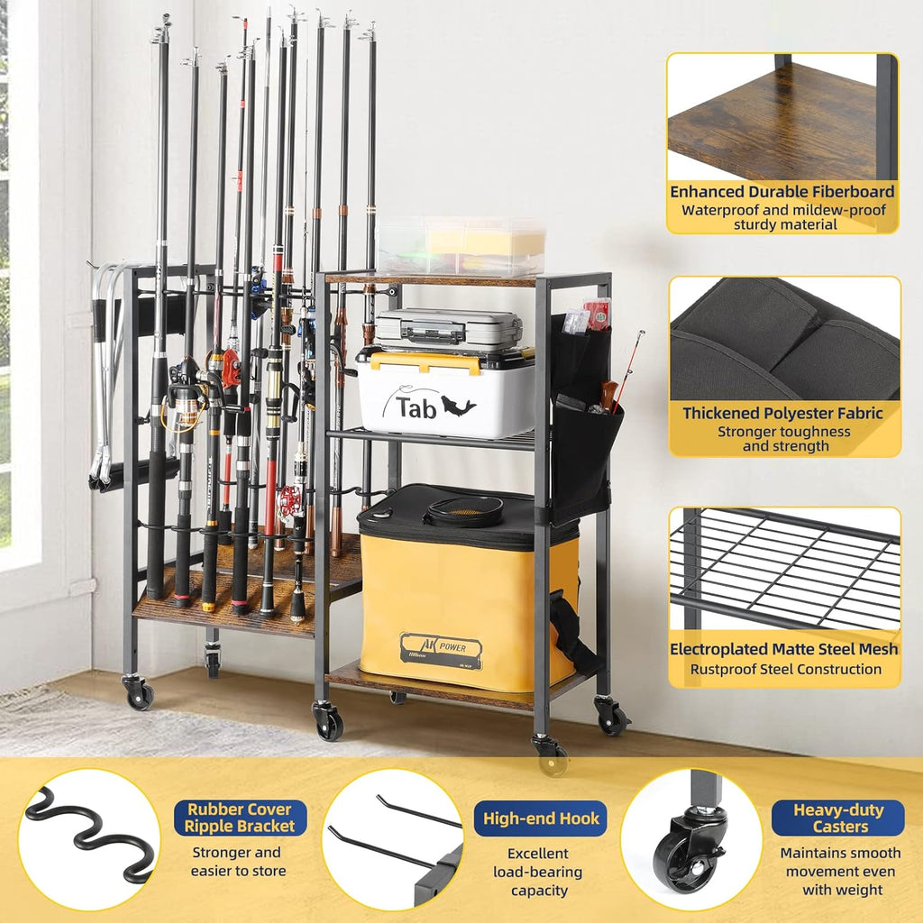 Massive Discounts Fishing Rod Holder - 12 Rod Steel Tackle Cart