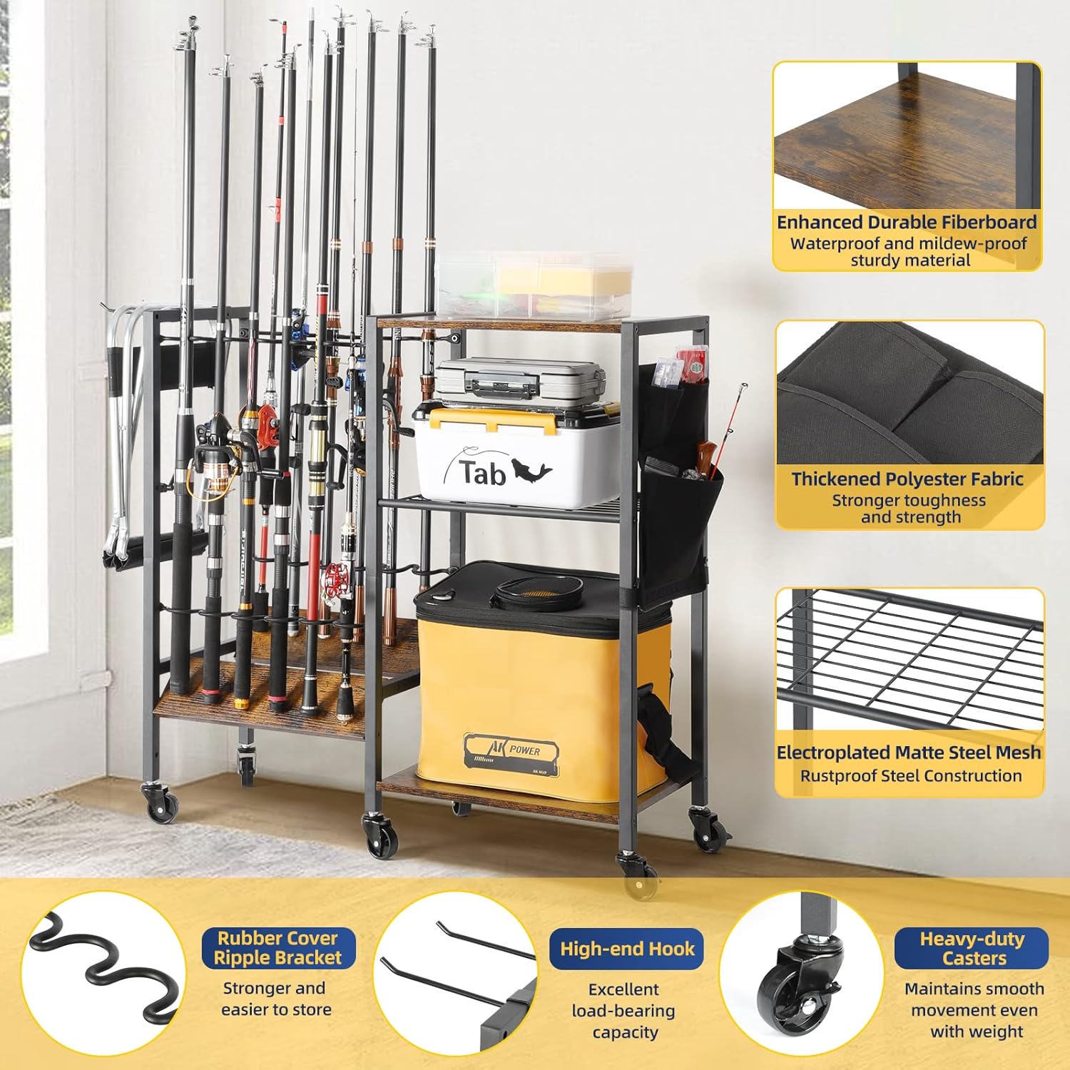 Massive Discounts Fishing Rod Holder - 12 Rod Steel Tackle Cart