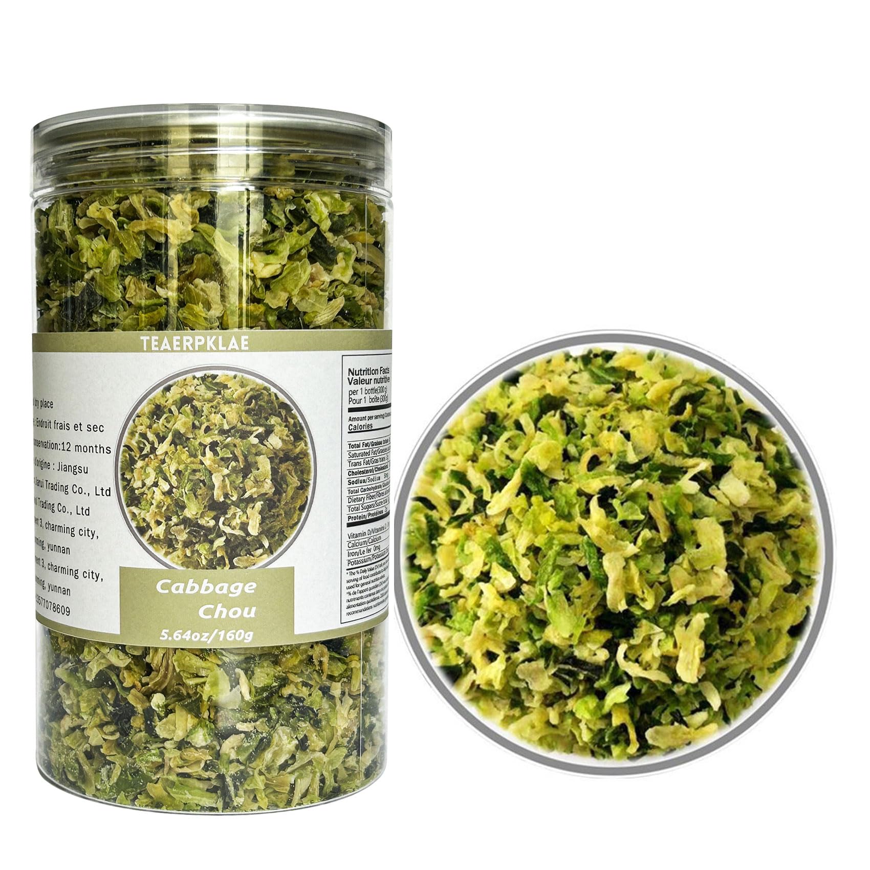 Jolof Store Dehydrated Cabbage Flakes – Dried Chopped Veggies for Ramen, 300g