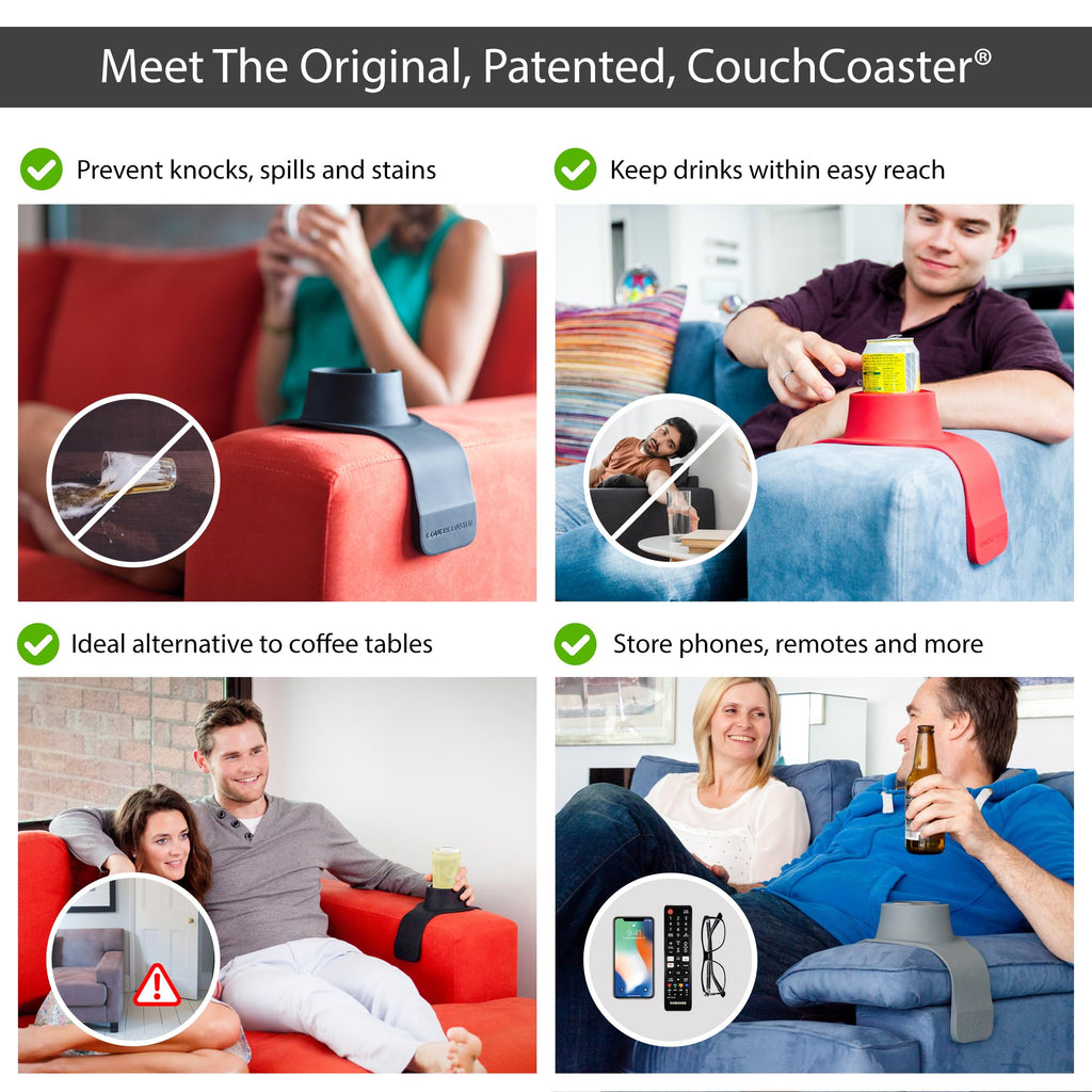 HIT PRODUCTS CouchCoaster® - Couch Armrest Cup Holder, Steel Grey - image 2
