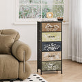 Welfuturer 5-Drawer Tall Chest – Abstract Botanical Fabric Dresser