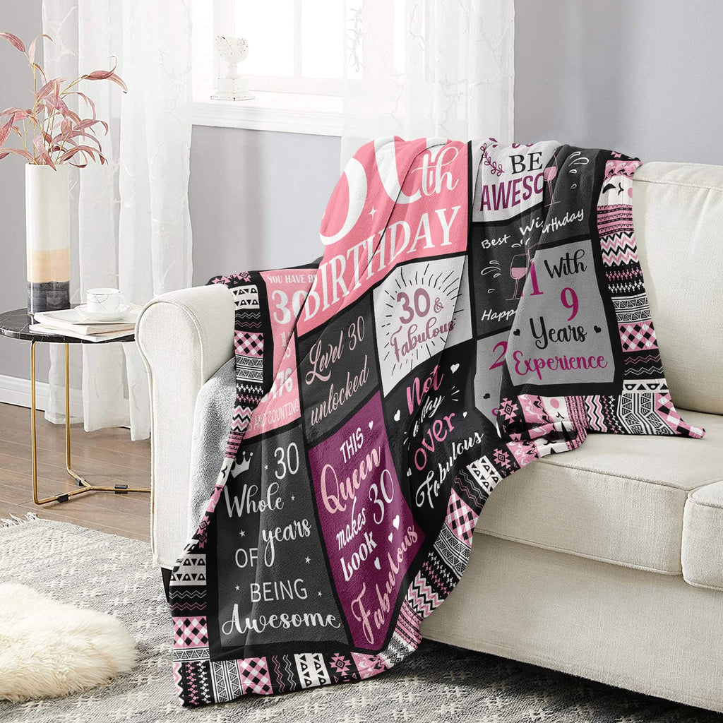 Jolof Store 30th Birthday Blanket for Women – 60x80 Plush Flannel Throw
