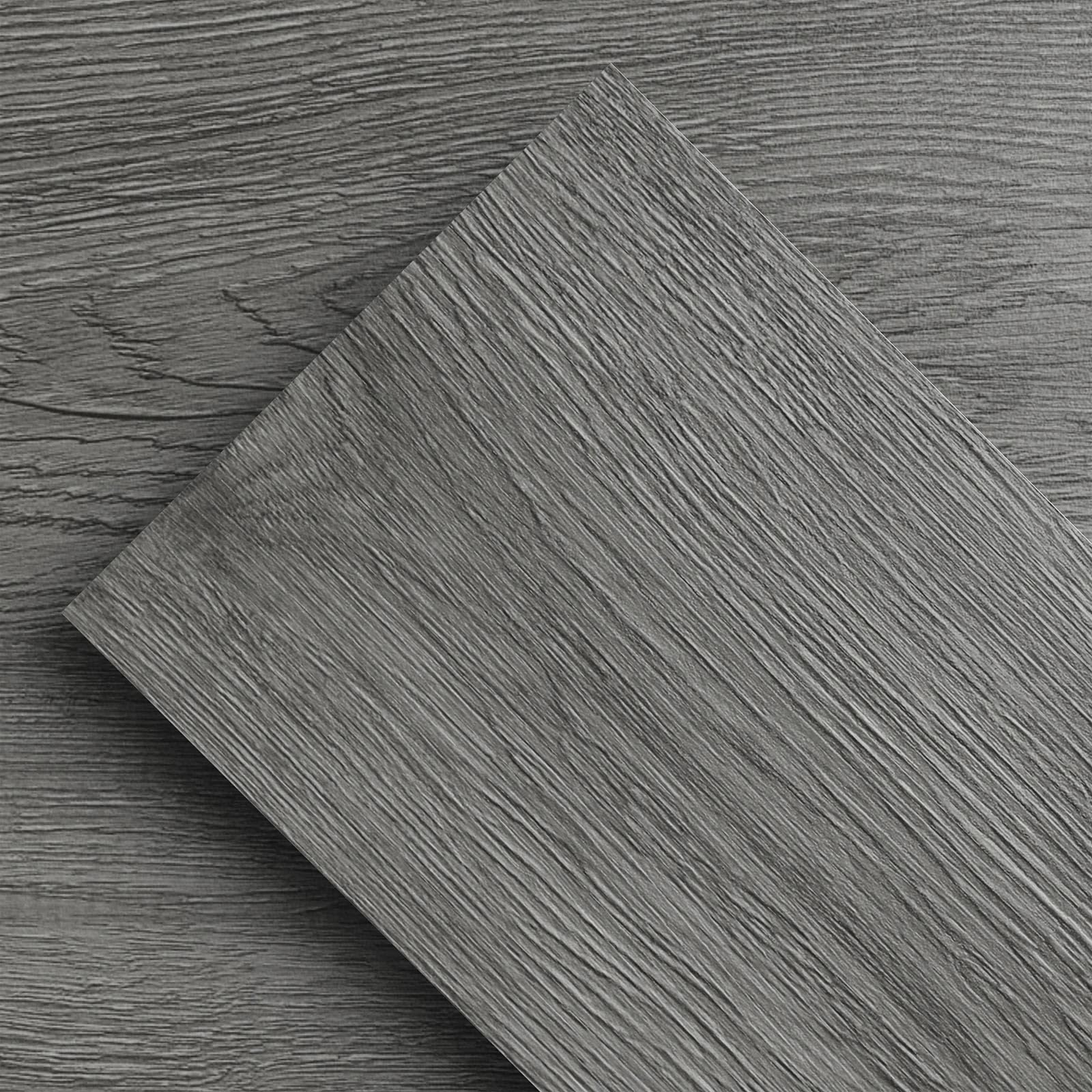 ATOPOSE Dark Grey Wood Effect Peel and Stick Floor Tiles - 36 Pack