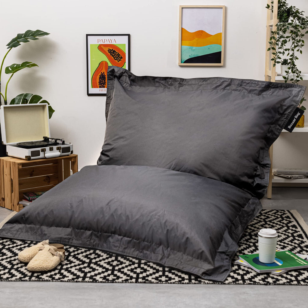 Bean Bag Bazaar Giant Outdoor Floor Cushion | Slate Grey Water-Resistant