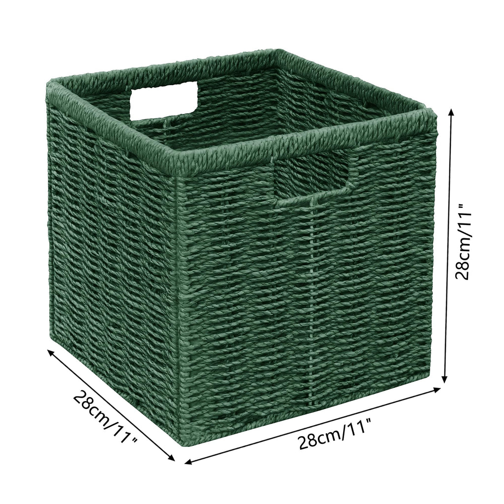 Vagusicc Wicker Storage Basket, Foldable Storage Cubes Organizer Bins, Handwoven Storage Baskets for Shelves Closet Wardrobe Bathroom - image 2