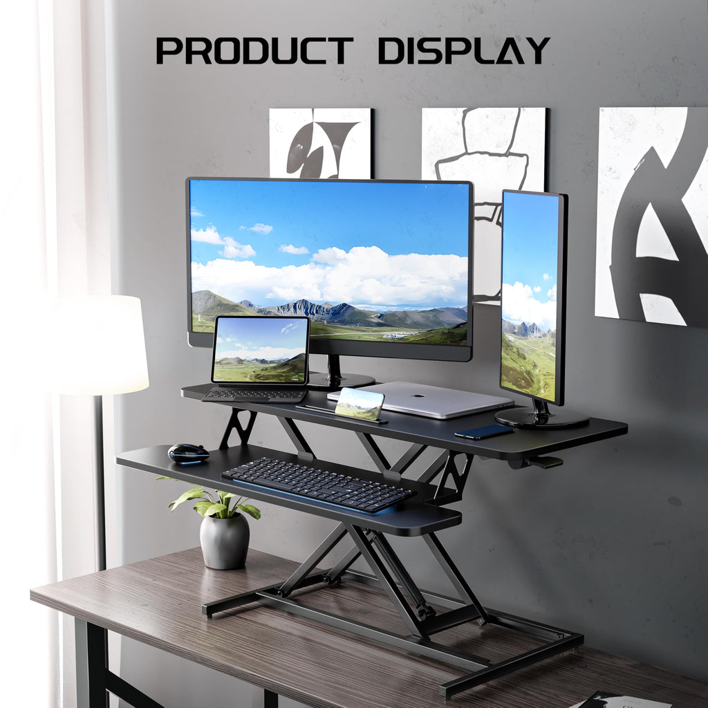 ERGOMAKER Height Adjustable Standing Desk Converter 101cm40 Inch, Black - image 2