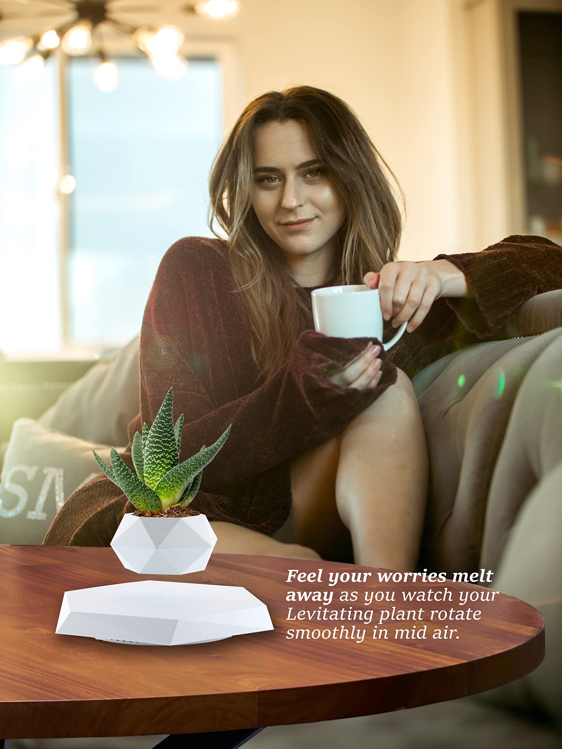 BandD Levitating Plant Pot | Magnetic Floating Planter for Bonsai & Air Plants