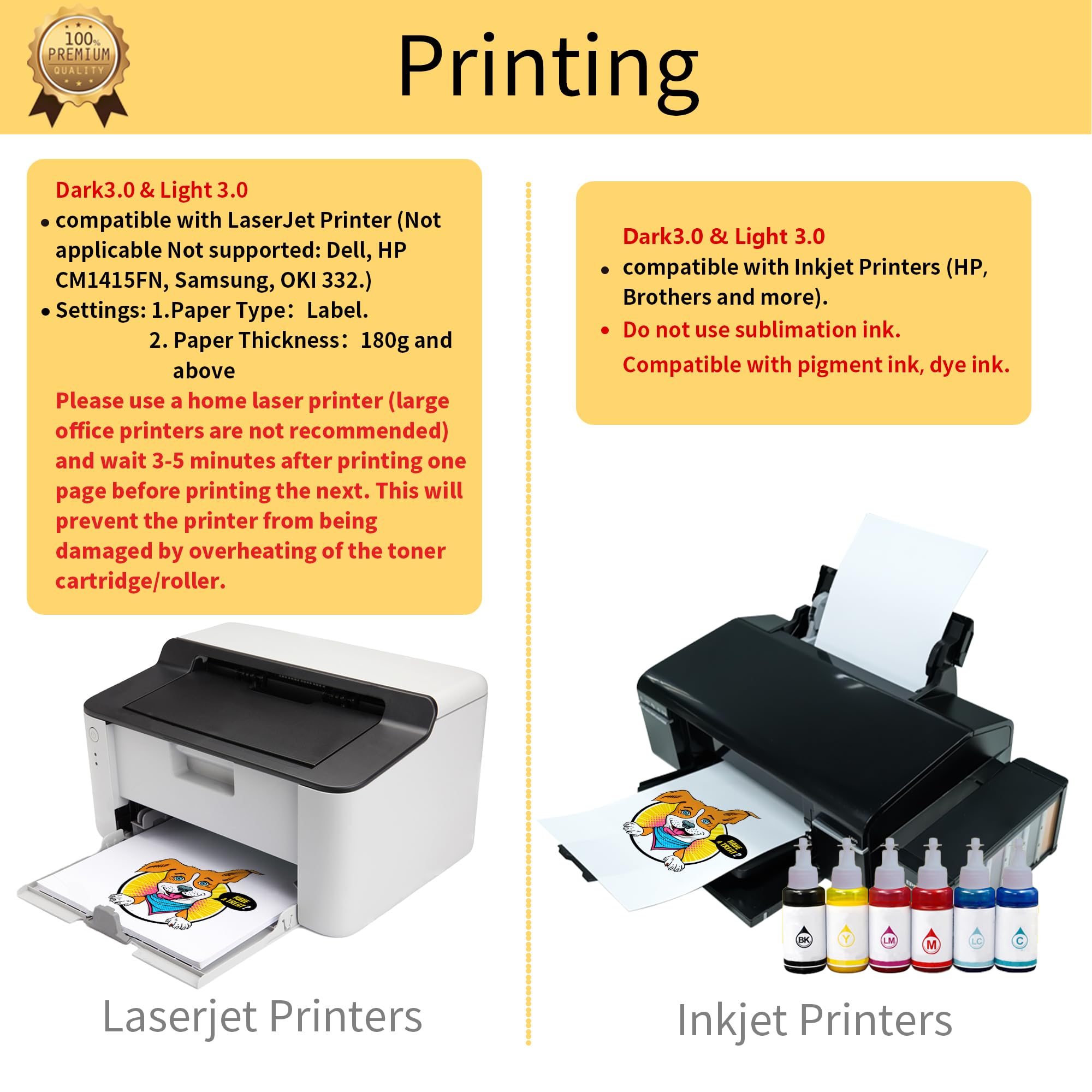 TransOurDream 3.0 Heat Transfer Paper for Dark & Light Fabrics – 40 Sheets