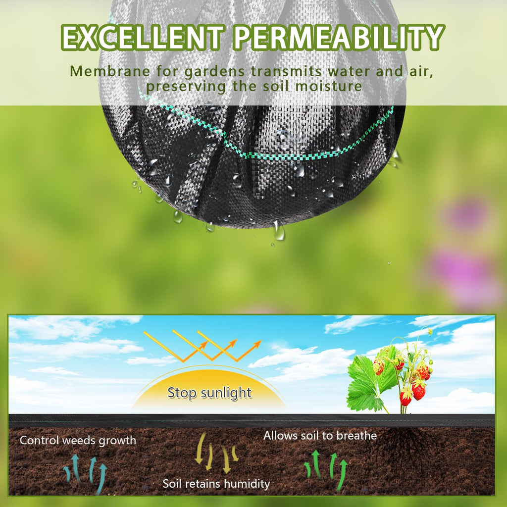 MLZPU Heavy Duty Weed Control Membrane | 2m x 25m Garden Fabric